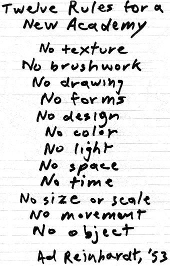 Ad Reinhardt, 12 rules, 1953